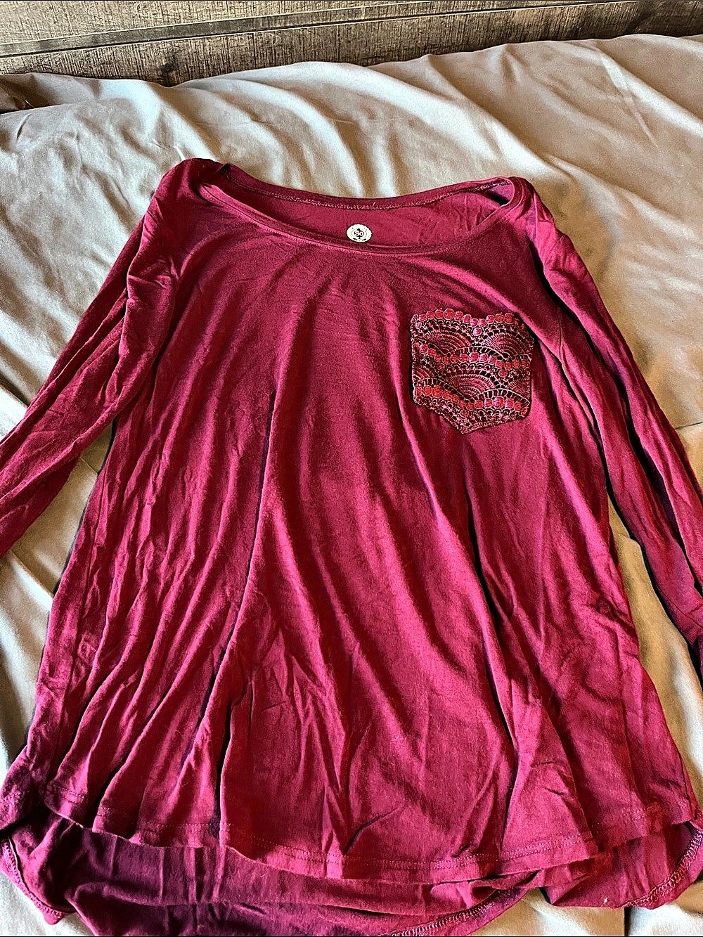 SO Long Sleeve Pocket Tee Size Medium
